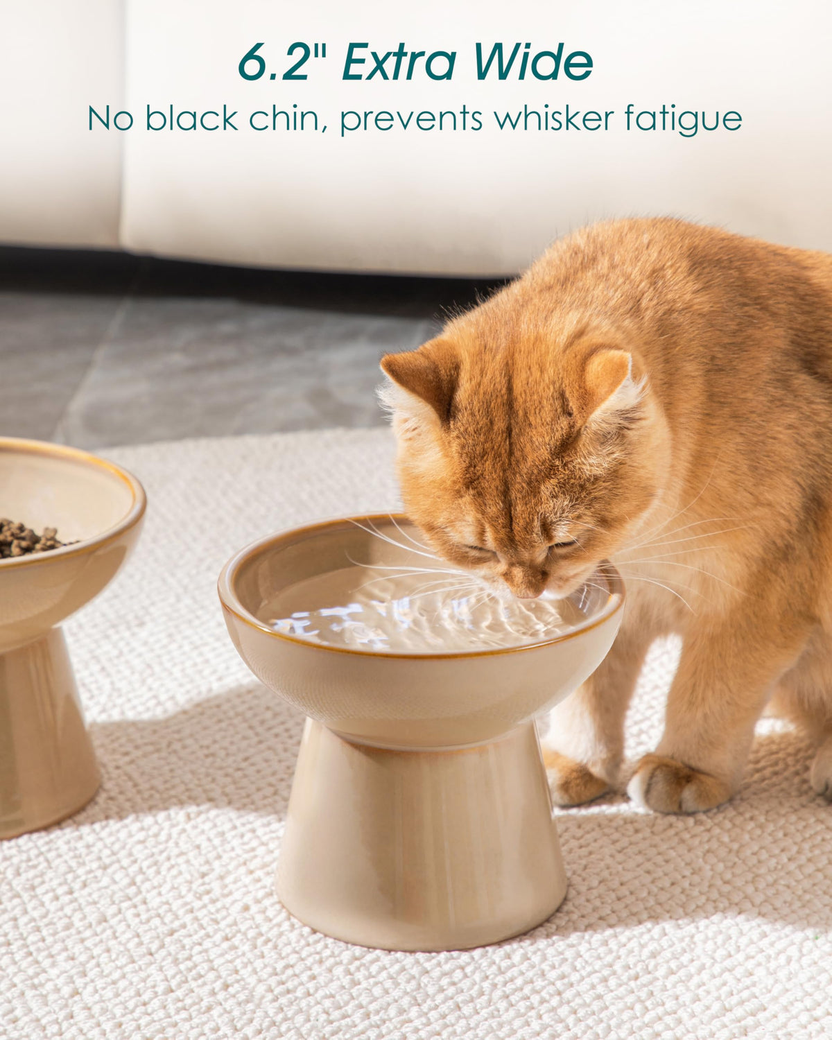 vancasso Pet Feeder in 2 Pack-Food & Water Bowls, Brown