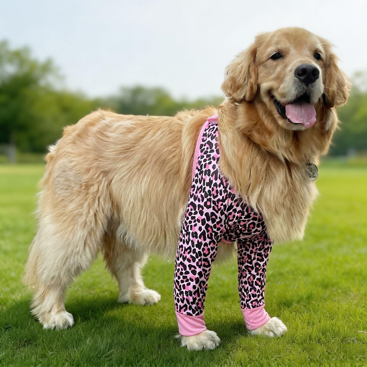 Harikaji Pet Supplies in L-Length 9'' Girth<8.2'', Pink Leopard (Pad Upgrade)