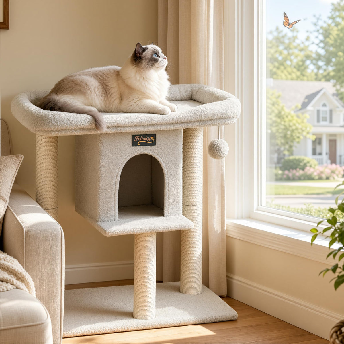 Feliskyn Pet Activity Structure in 28 Inches, Light Grey