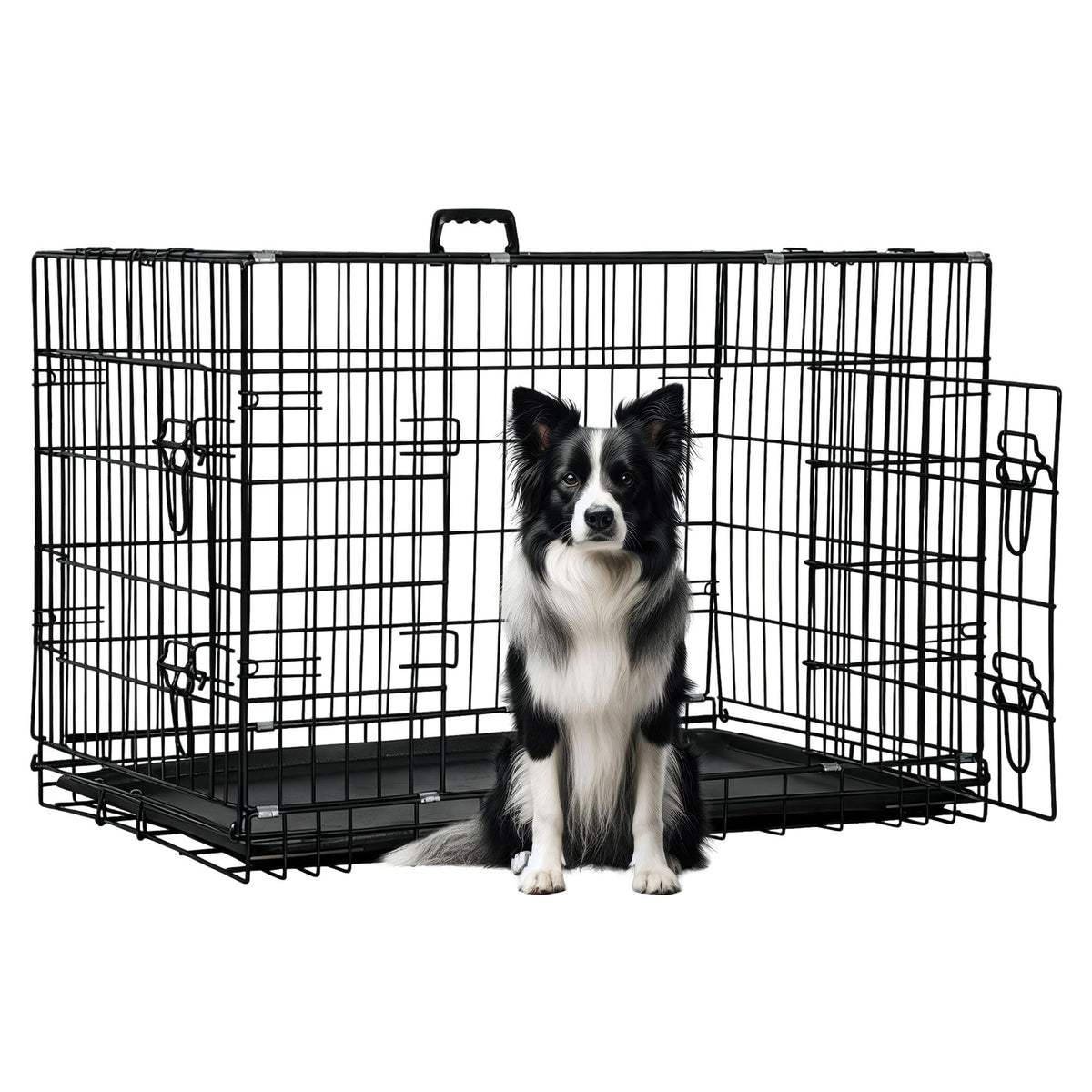 FDW Animal Cage in 42.0"L x 24.0"W x 26.0"H, Dark Black