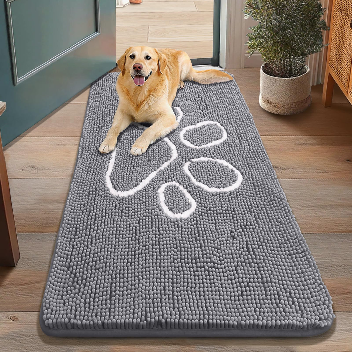 Smiry Rug in 48"X30", Grey and White