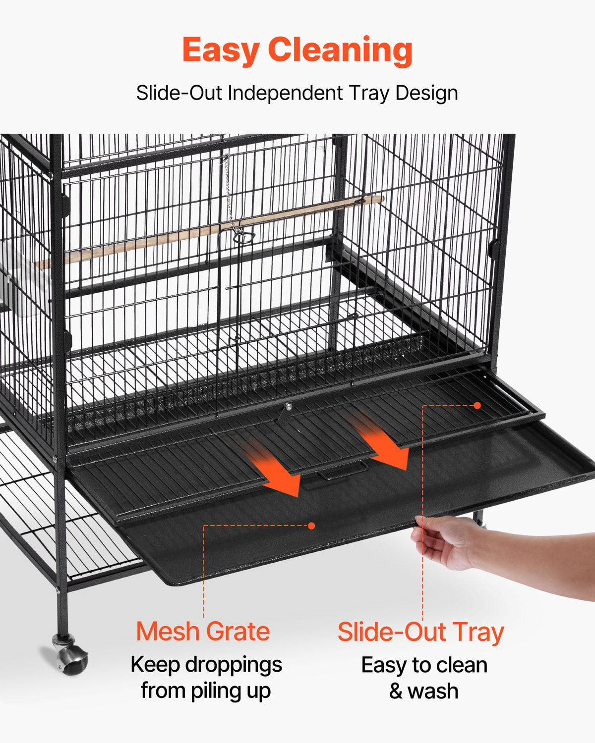 VEVOR Animal Cage in 36.6"L x 22.8"W x 59.5"H, Black