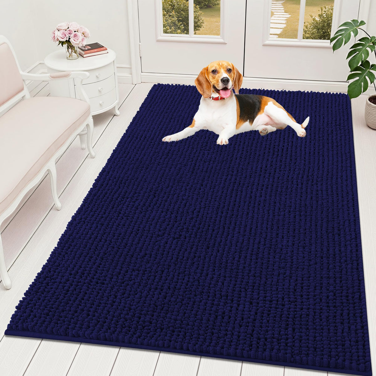 OLANLY Pet Bed Mat in 59" X 35", Navy Blue
