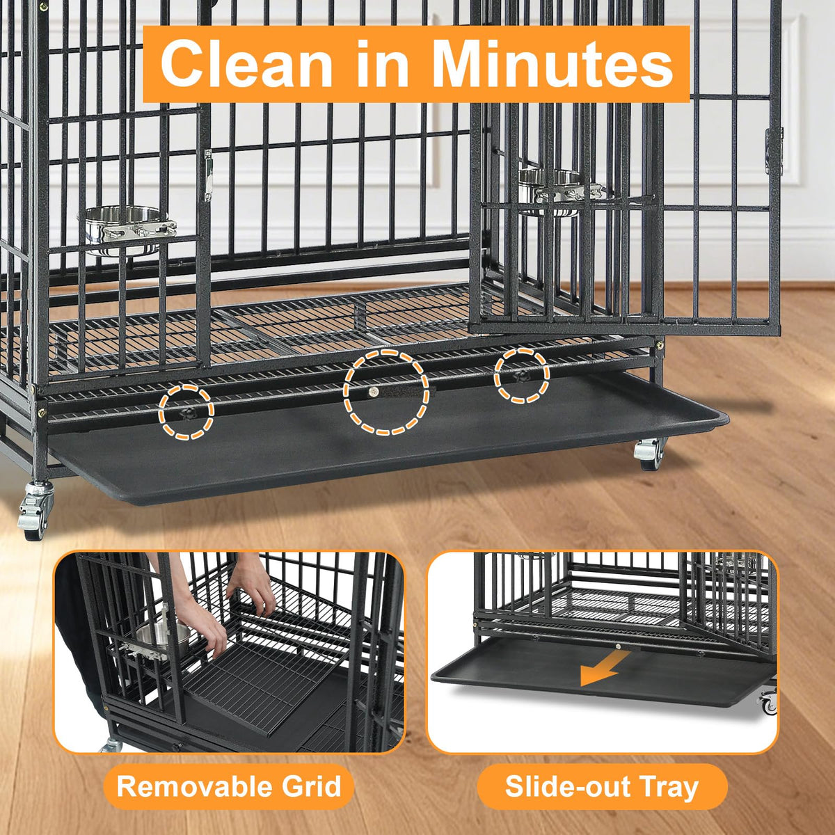Homey Pet Animal Cage in 36.6"L x 22.4"W x 29.1"H, Black