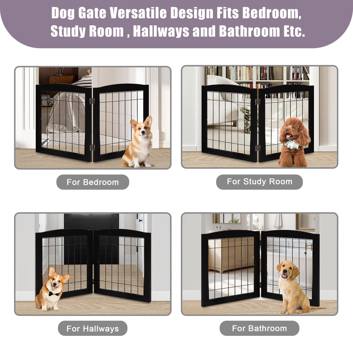 LZRS Temporary Gate in 24"Height-2 Panel, Black