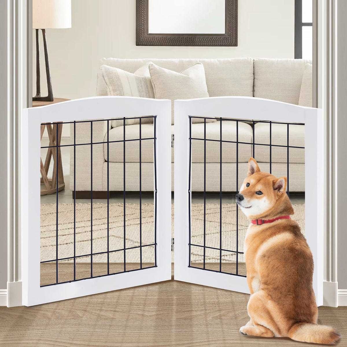 LZRS Temporary Gate in 24"Height-2 Panel, White