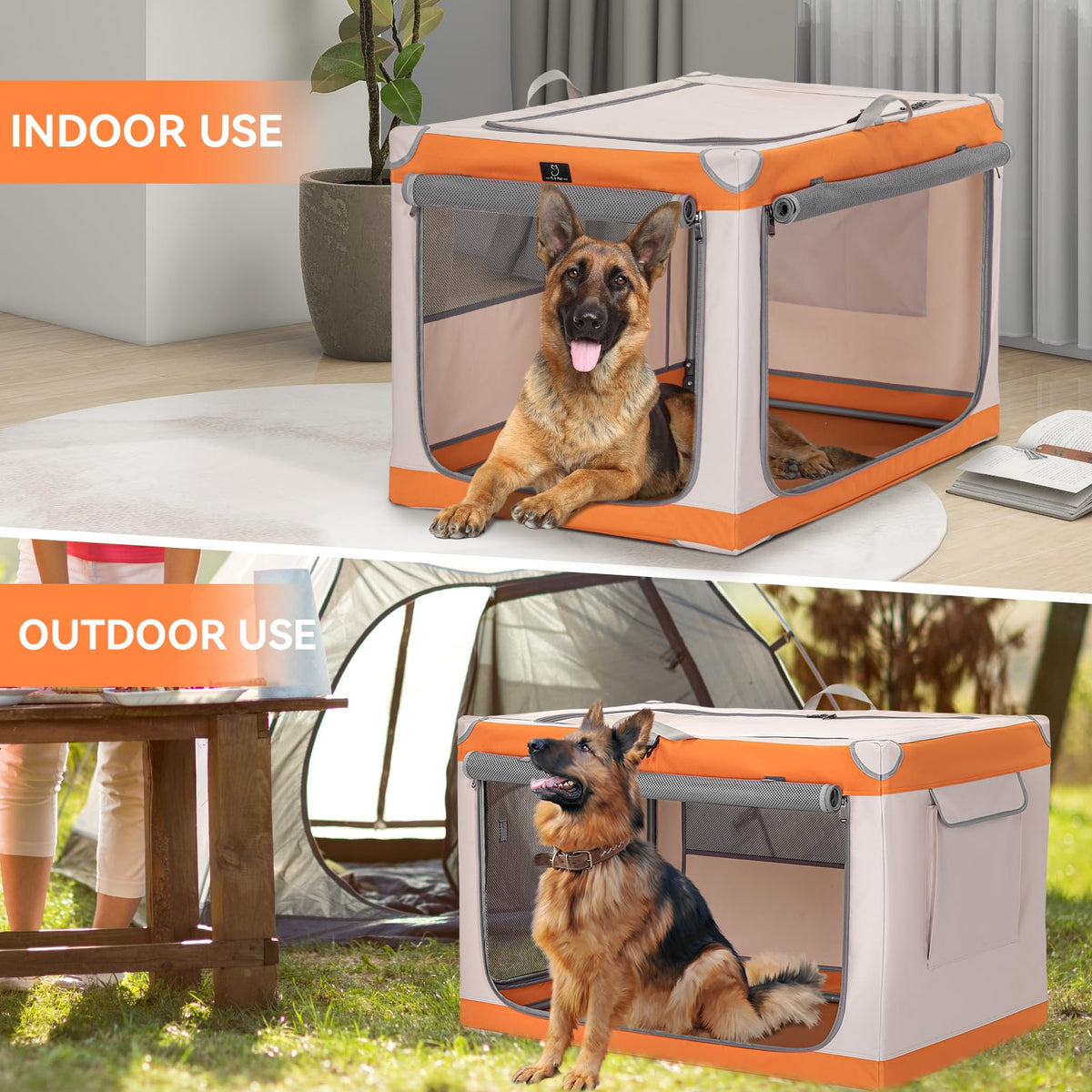 A 4 Pet Animal Cage in 36.0"L x 24.0"W x 23.0"H, Orange+Beige