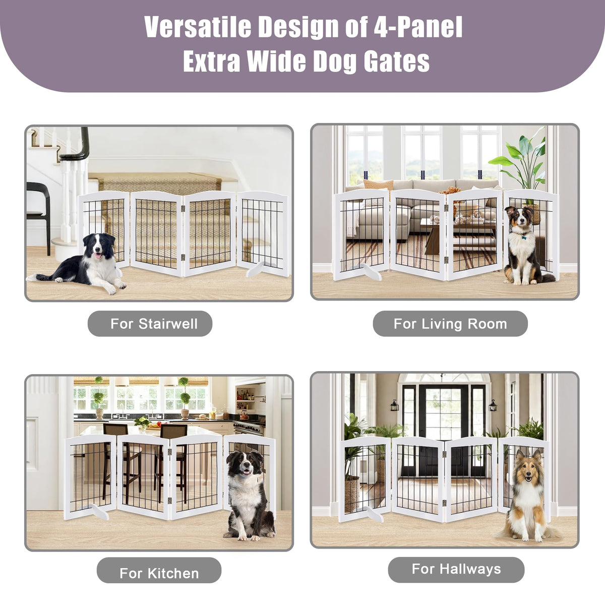 LZRS Temporary Gate in 30"Height-4 Panel, White