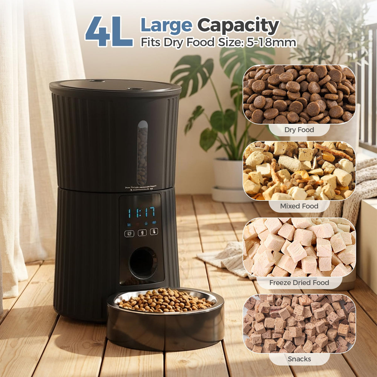 DUMOS Pet Feeder in 4L-WiFi, Black