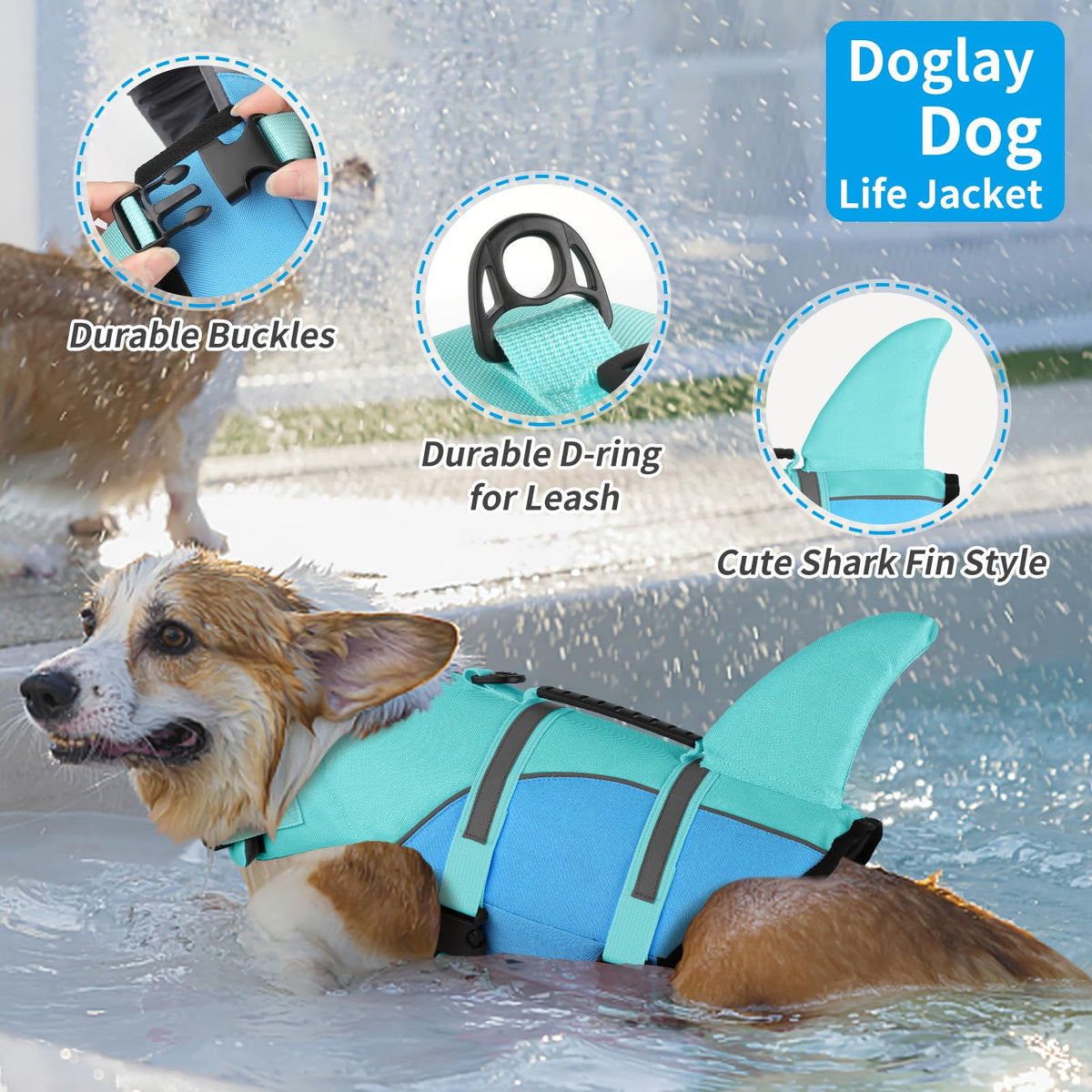 Doglay Pet Apparel in Medium, Turquoise & Blue