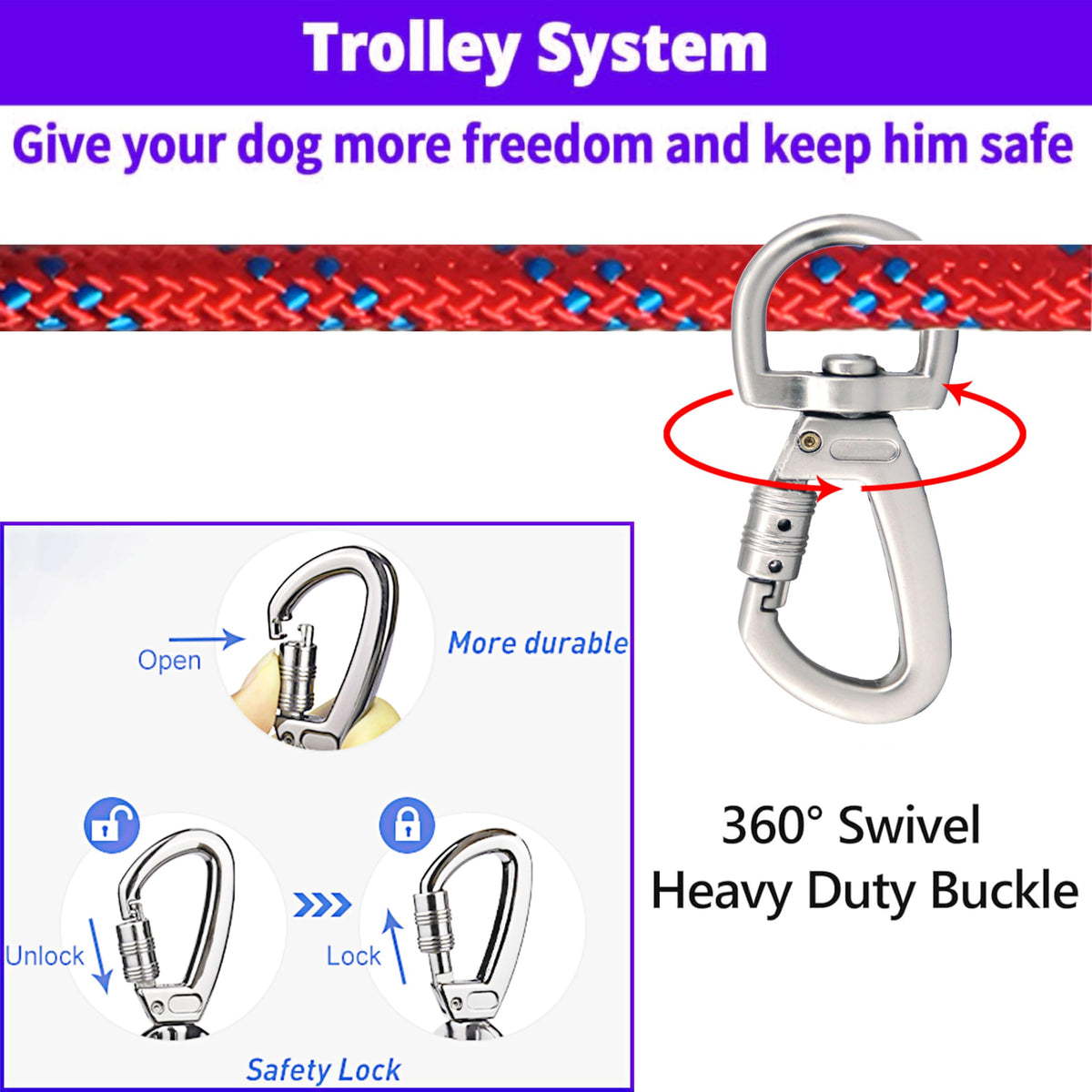 SIAELT Leash in 50Ft, Red for2