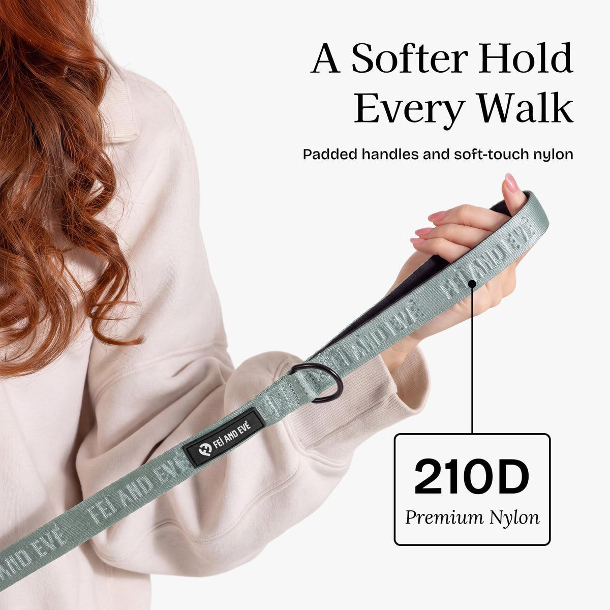 Fei and Eve Leash in 4FT, Glacier Green
