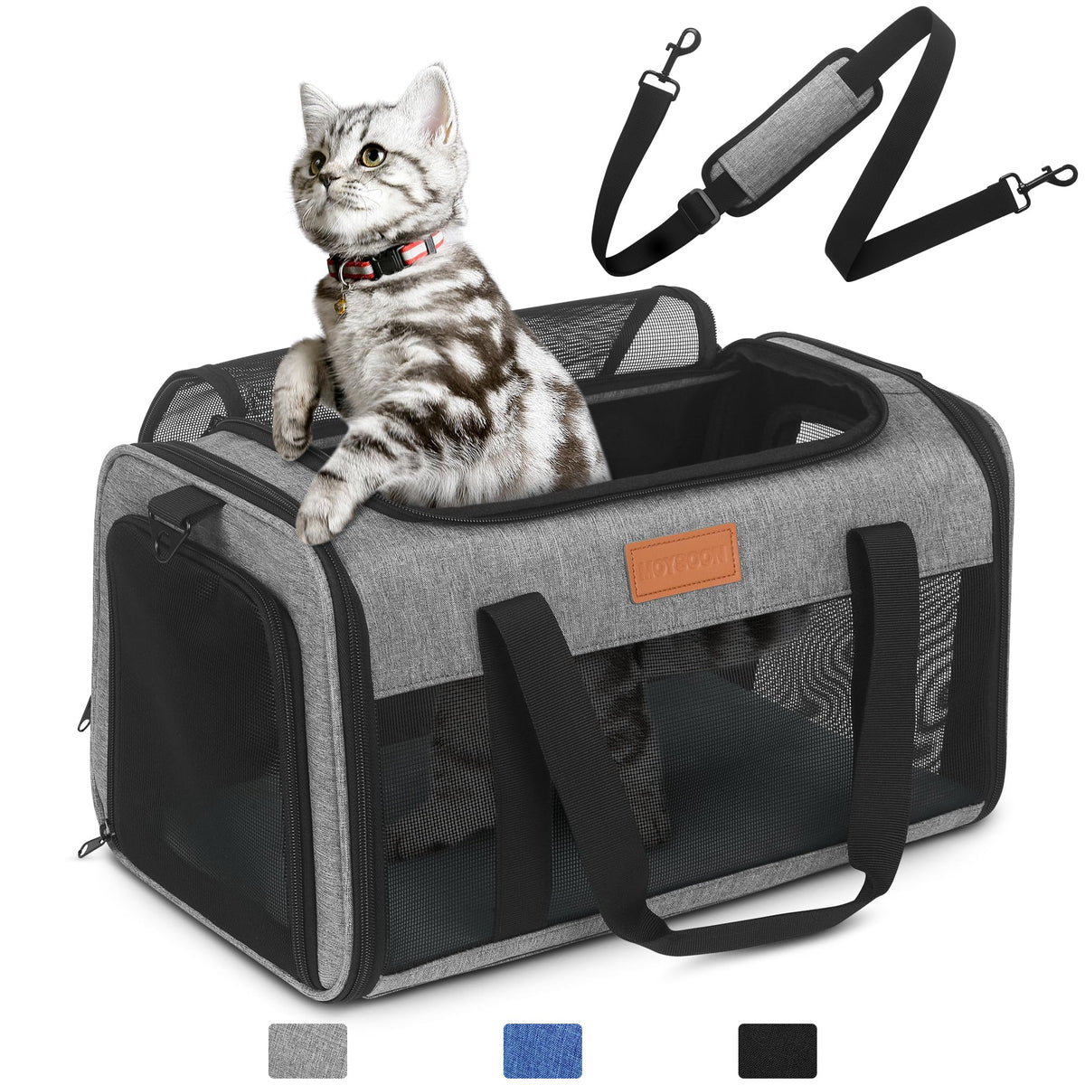 Petux Animal Carrier in 17.0"L x 11.0"W x 9.5"H, Grey