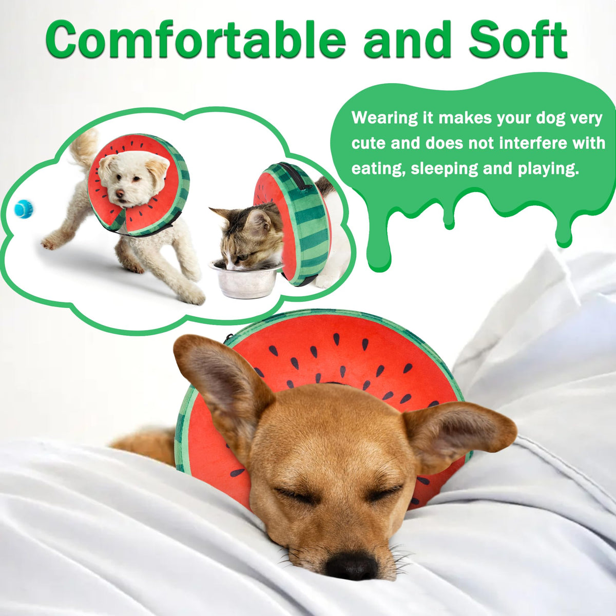 Cneo Animal Recovery Collar Cone in S（neck 4"-7"）, Watermelon