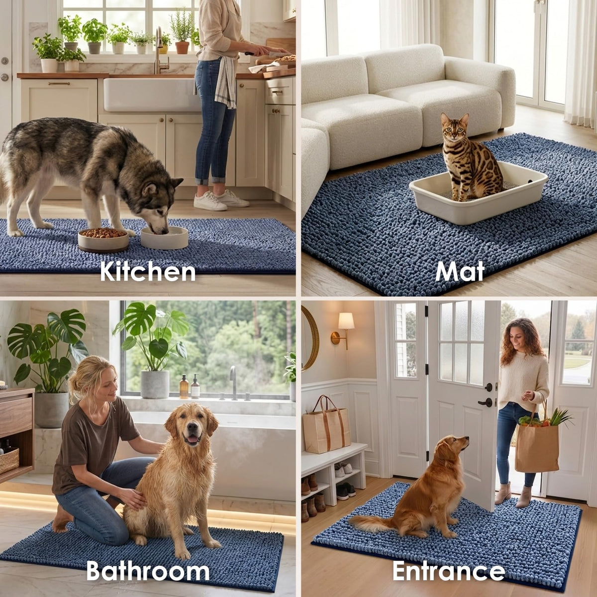 EHEYCIGA Pet Bed Mat in 24x16inch, Navy Blue