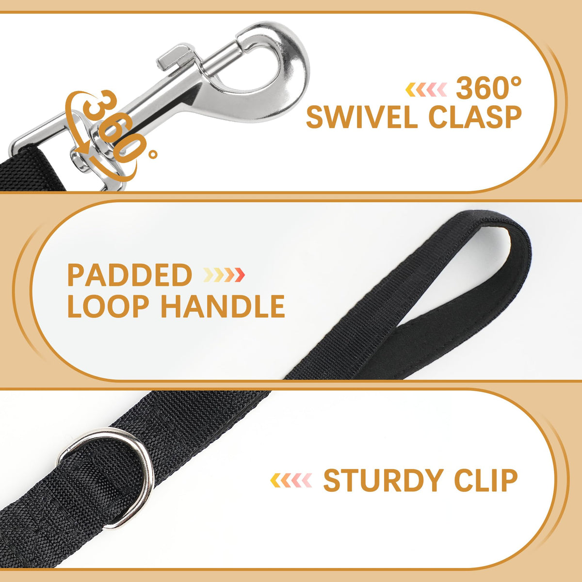 PrimePets Leash in 20 Ft, Black