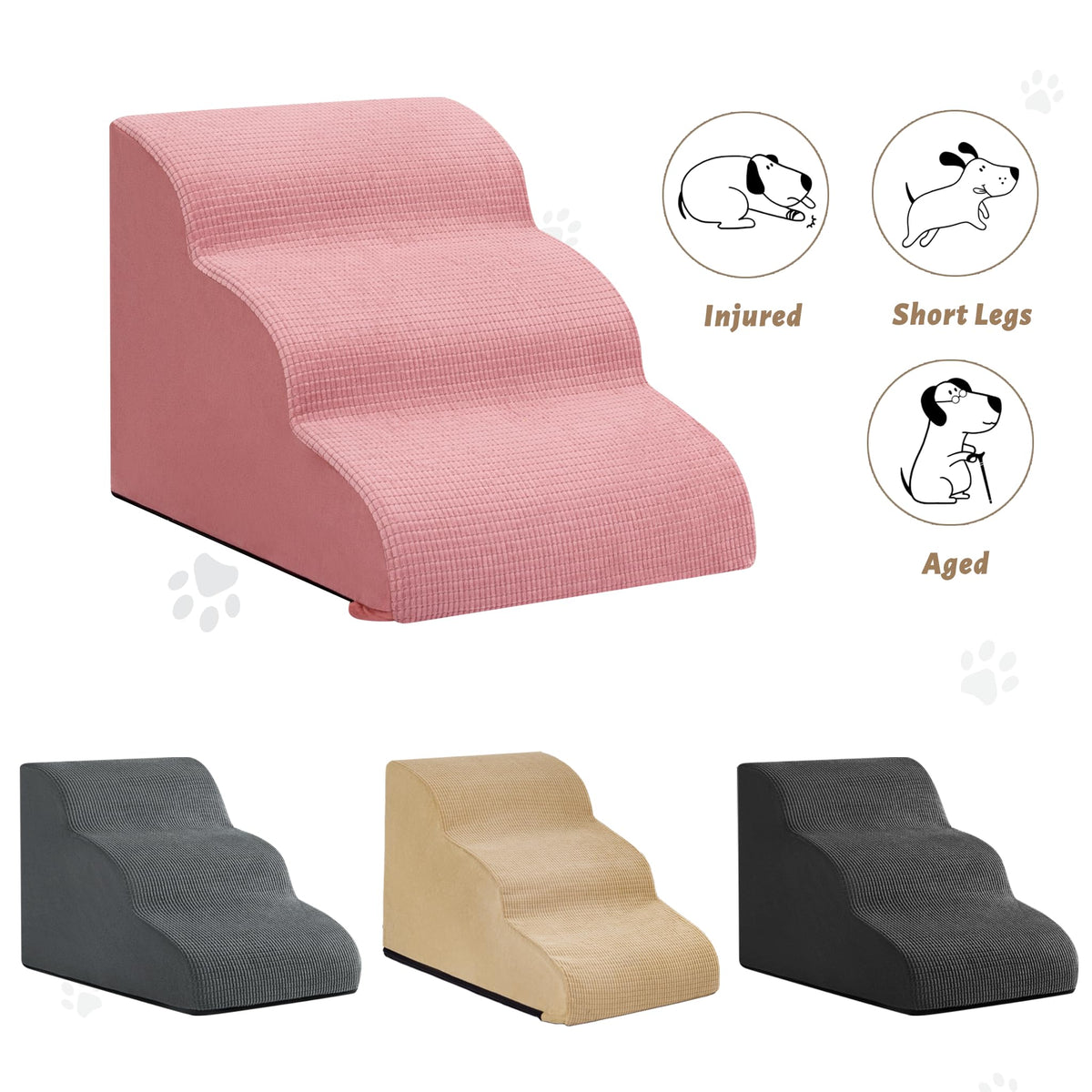 aodisman Animal Stair in Standard 3-Step 15.7"H, Pink