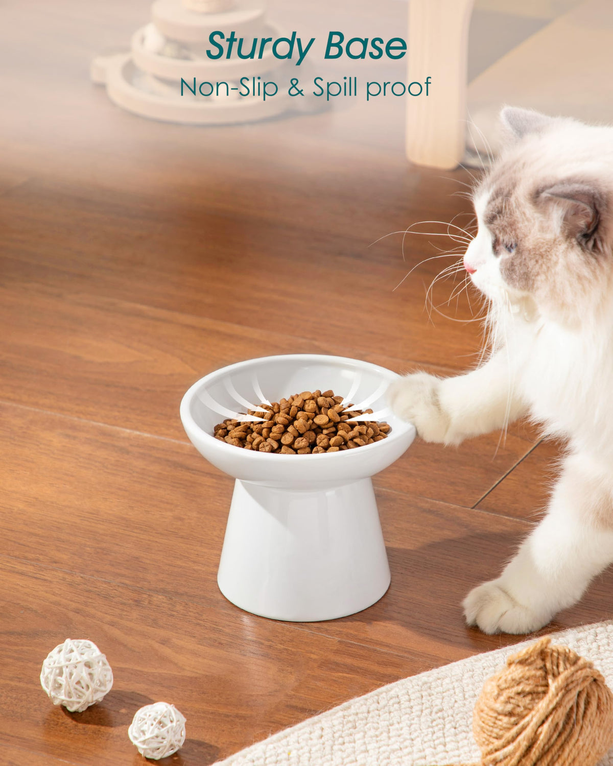 vancasso Pet Feeder in 2 Pack-Food Bowls, White