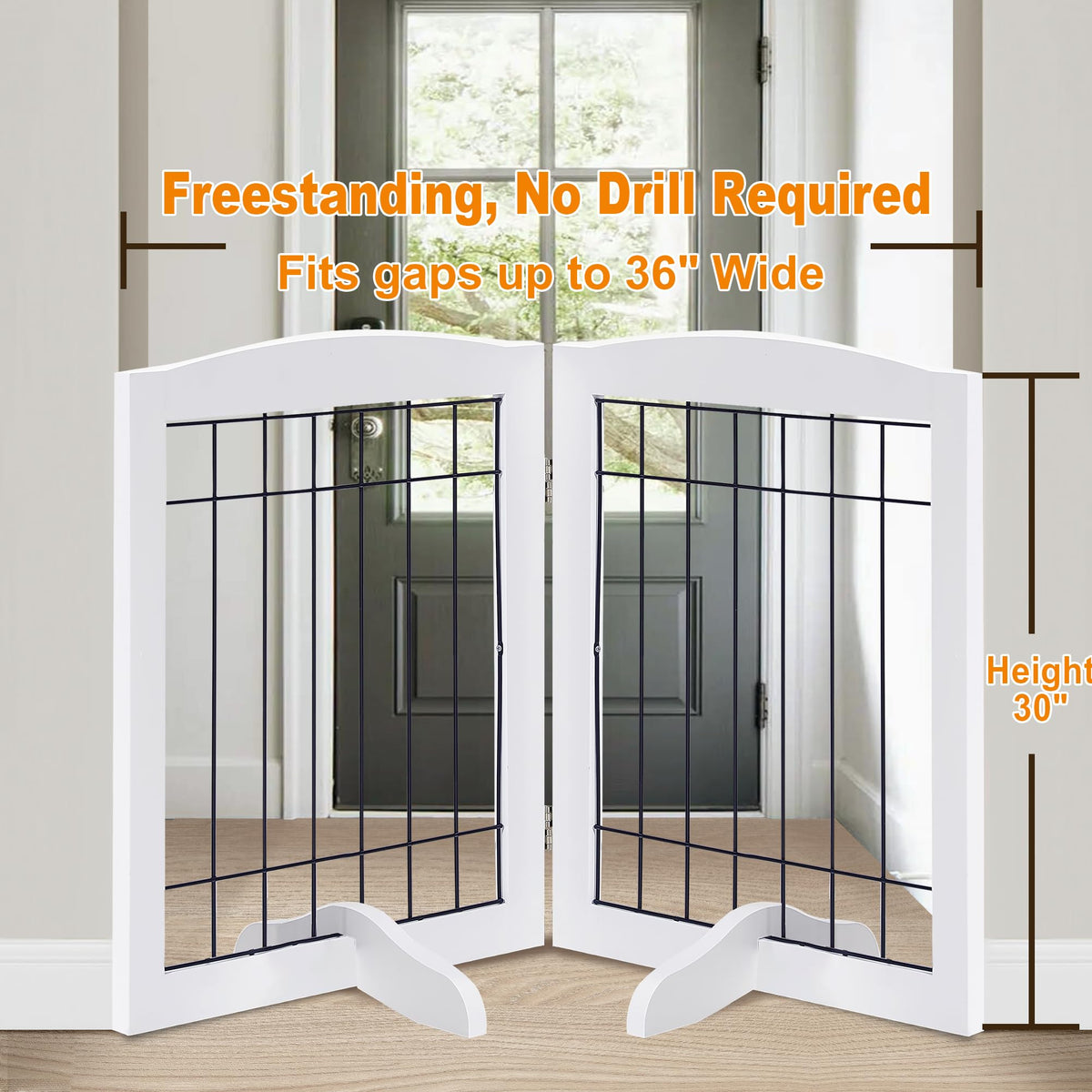 LZRS Temporary Gate in 30"Height-2 Panel, White