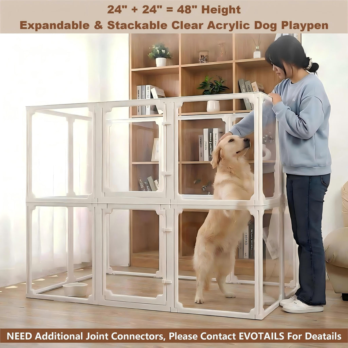 EVOTAILS Pet Playpen in 24", White