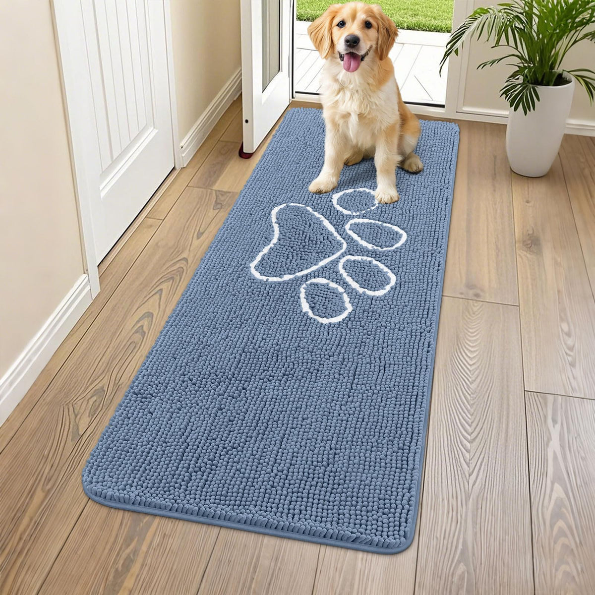 Smiry Rug in 59"X24", Airy Blue and White