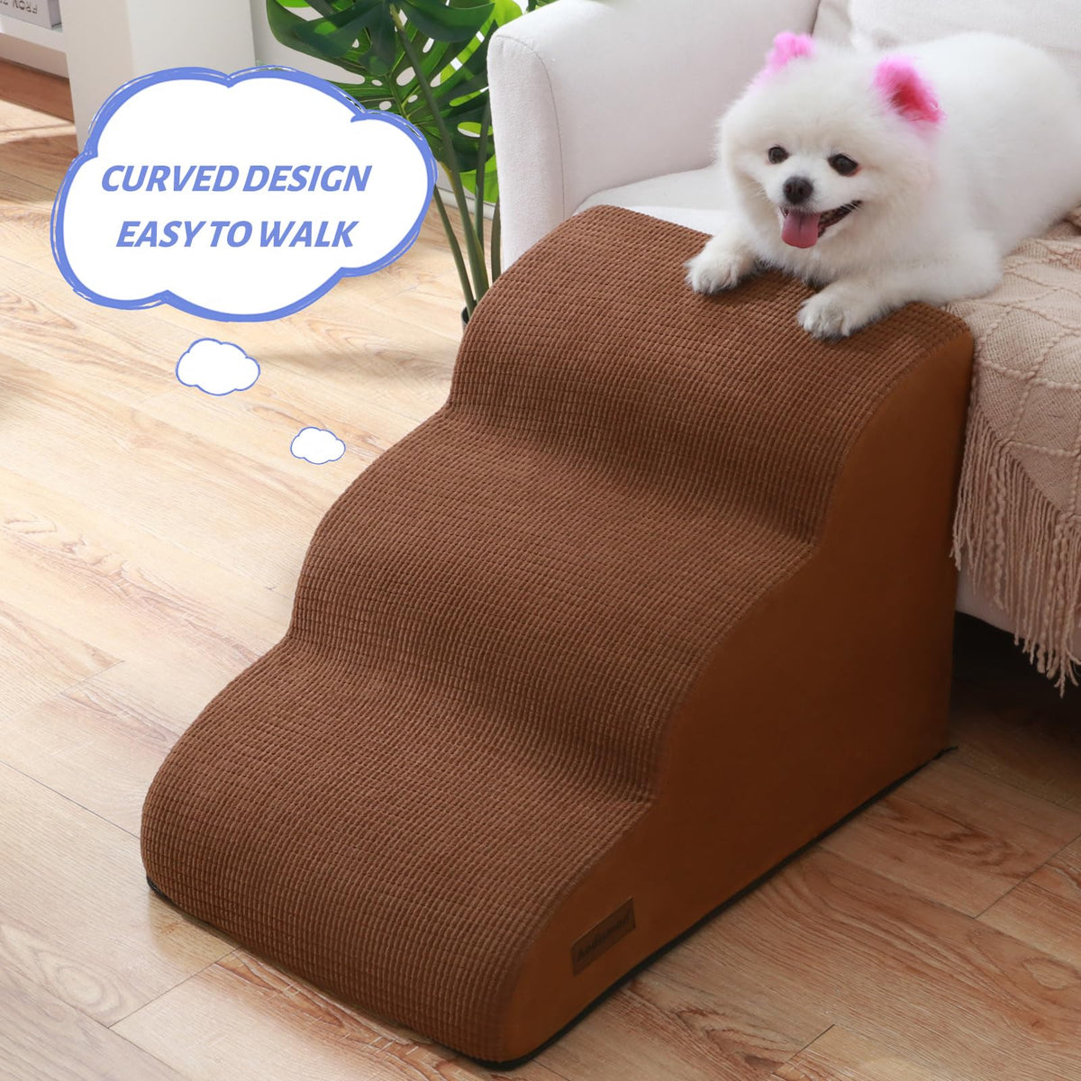 aodisman Animal Stair in Standard 3-Step 15.7"H, Brown