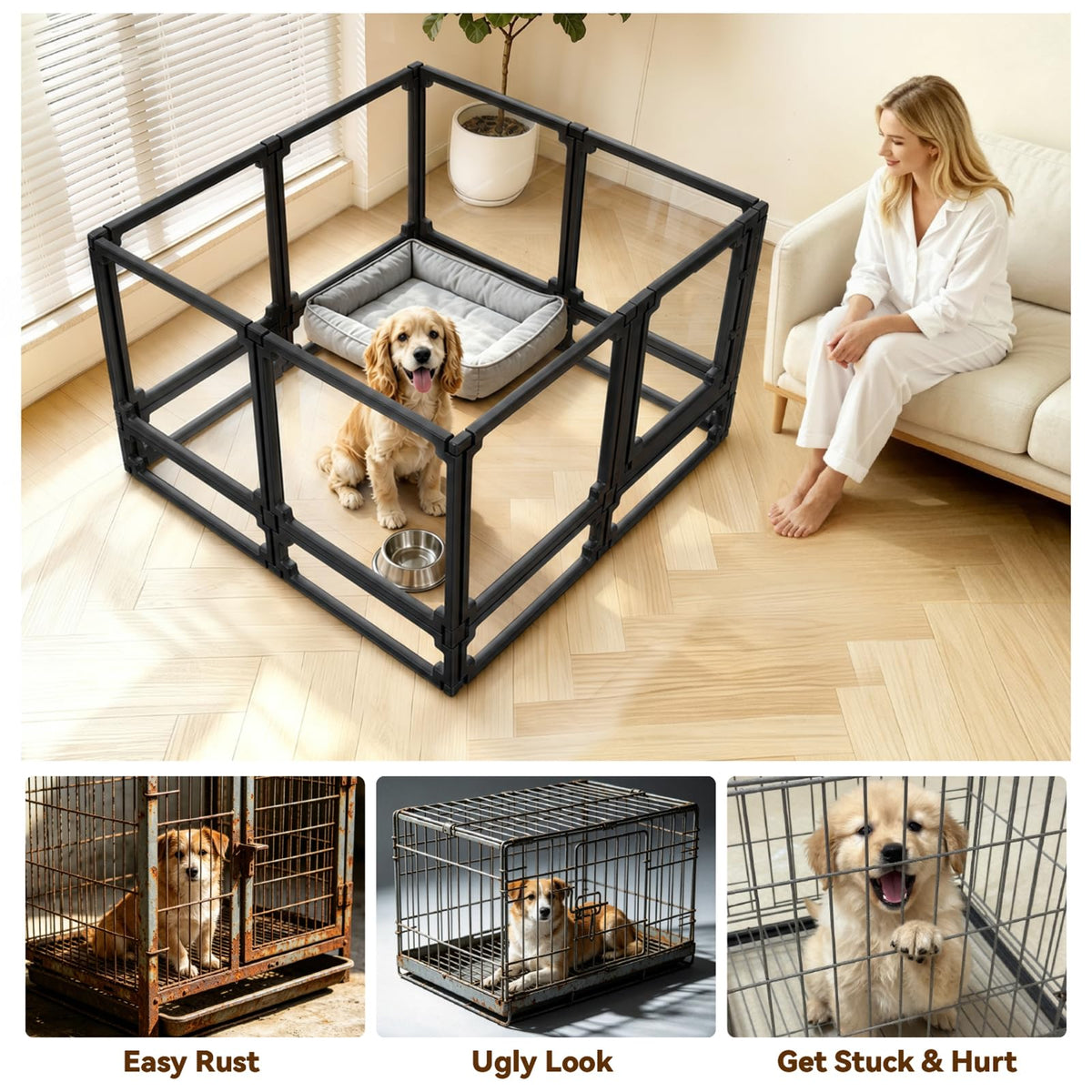 EVOTAILS Pet Playpen in 34", Black
