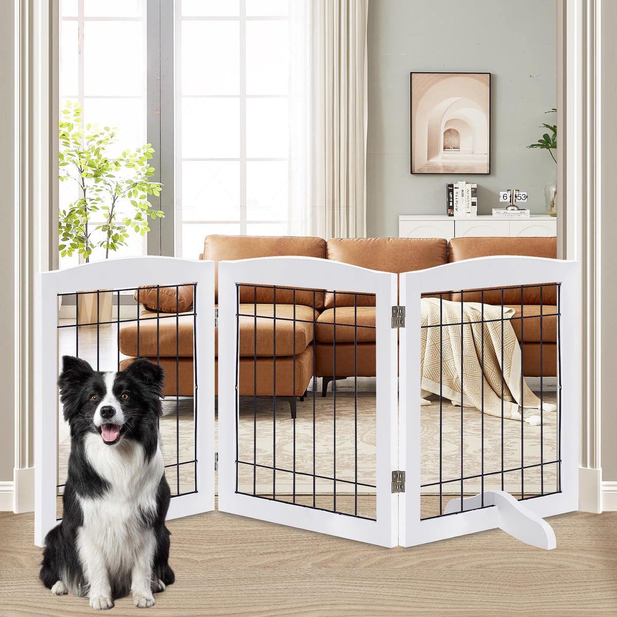 LZRS Temporary Gate in 30"Height-3 Panel, White