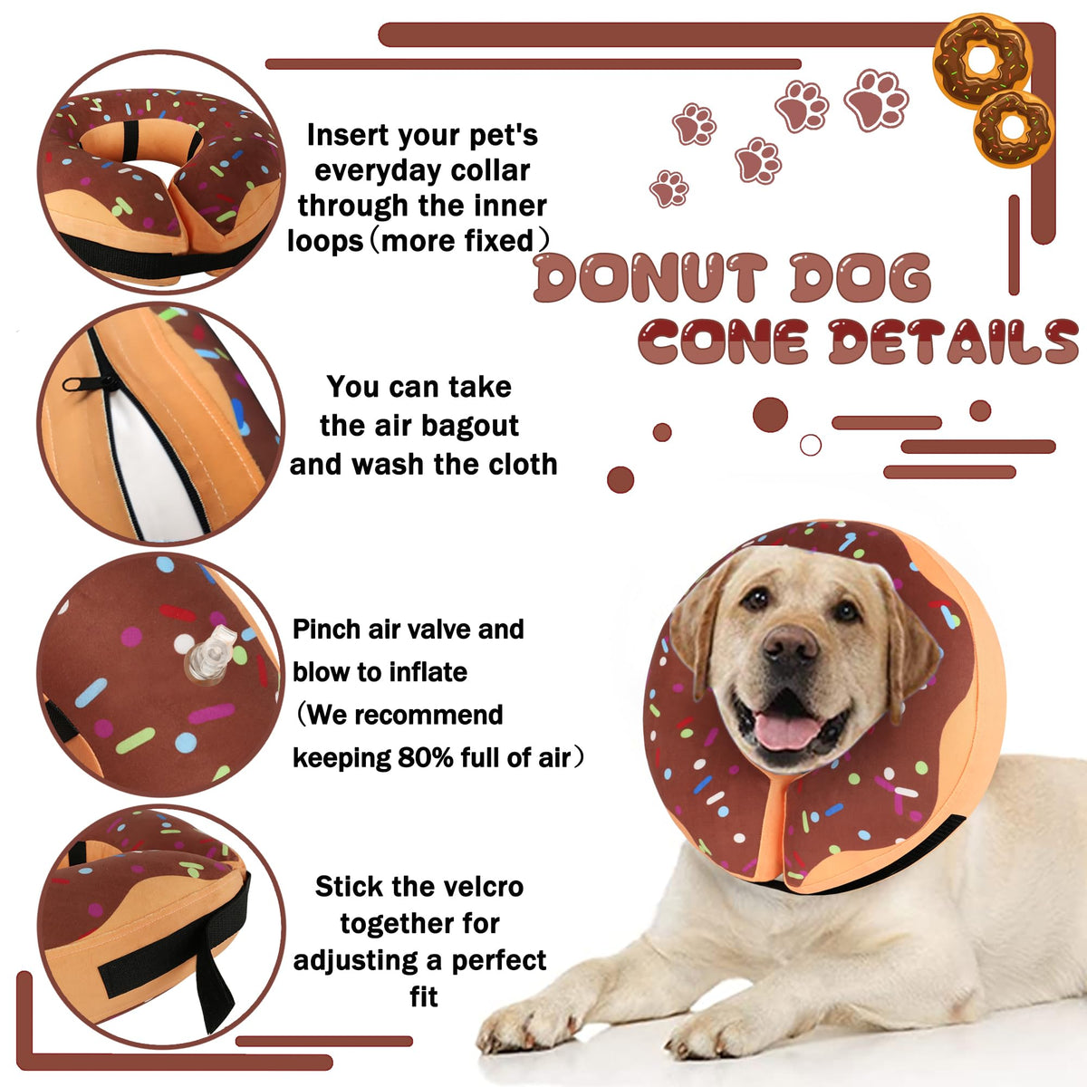 Cneo Animal Recovery Collar Cone in S（neck 4"-7"）, Brown