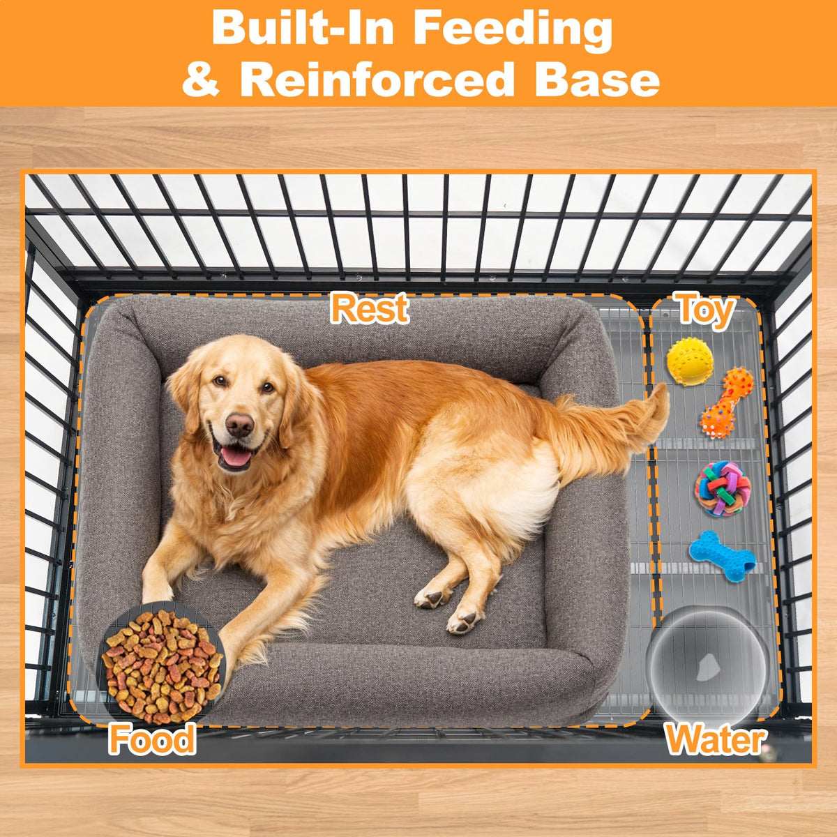 Homey Pet Animal Cage in 46.5"L x 28.5"W x 35.0"H, Black