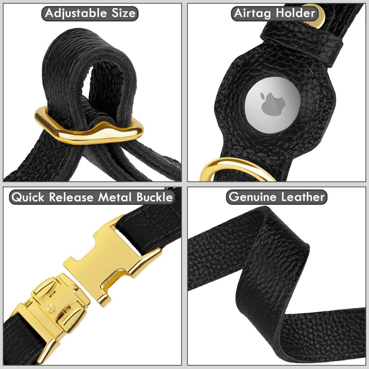 BUDKAS Animal Collar in XS, 9"-12" Neck Fit, Black