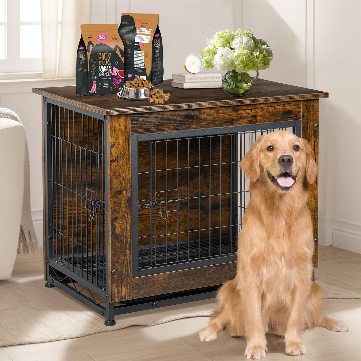 Shintenchi Animal Cage in 44.1"L*29.5"W*32.3"H, Brown