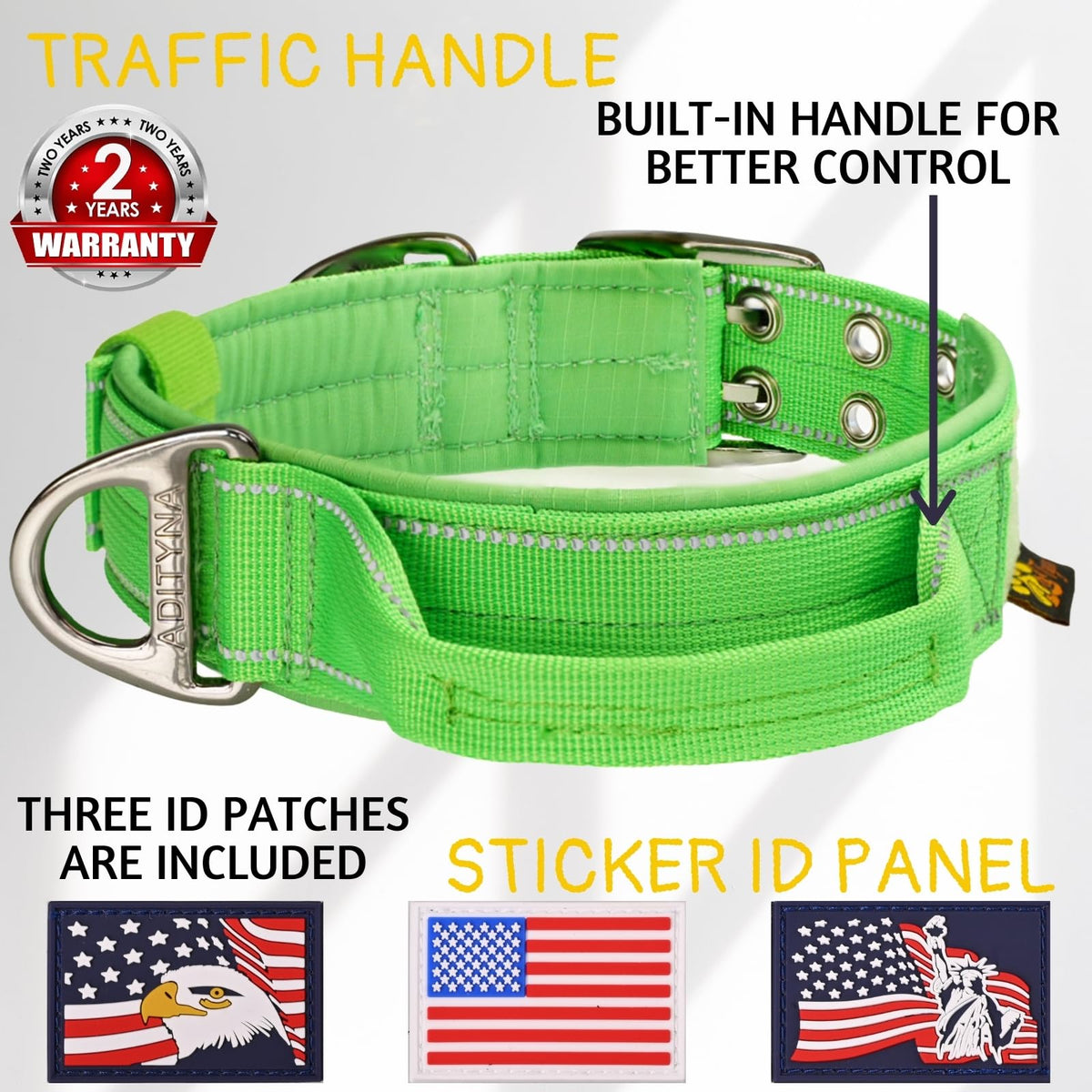 ADITYNA Animal Collar in Medium: Fit 15-19" Neck, Green