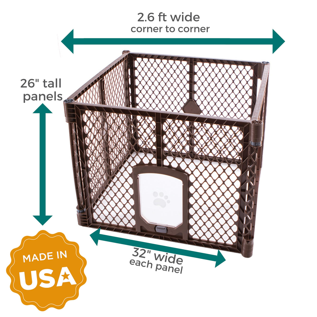 MYPET Pet Playpen in 4-Panel, Brown