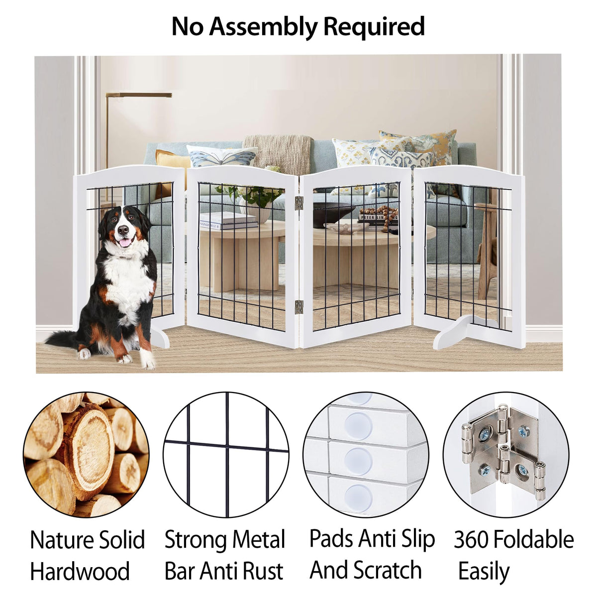 LZRS Temporary Gate in 30"Height-4 Panel, White