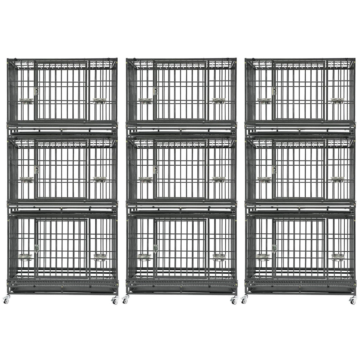 Homey Pet Animal Cage in 37"L x 22.5"W x 29.5"H - 3 Tiers - 3 Pack, Black