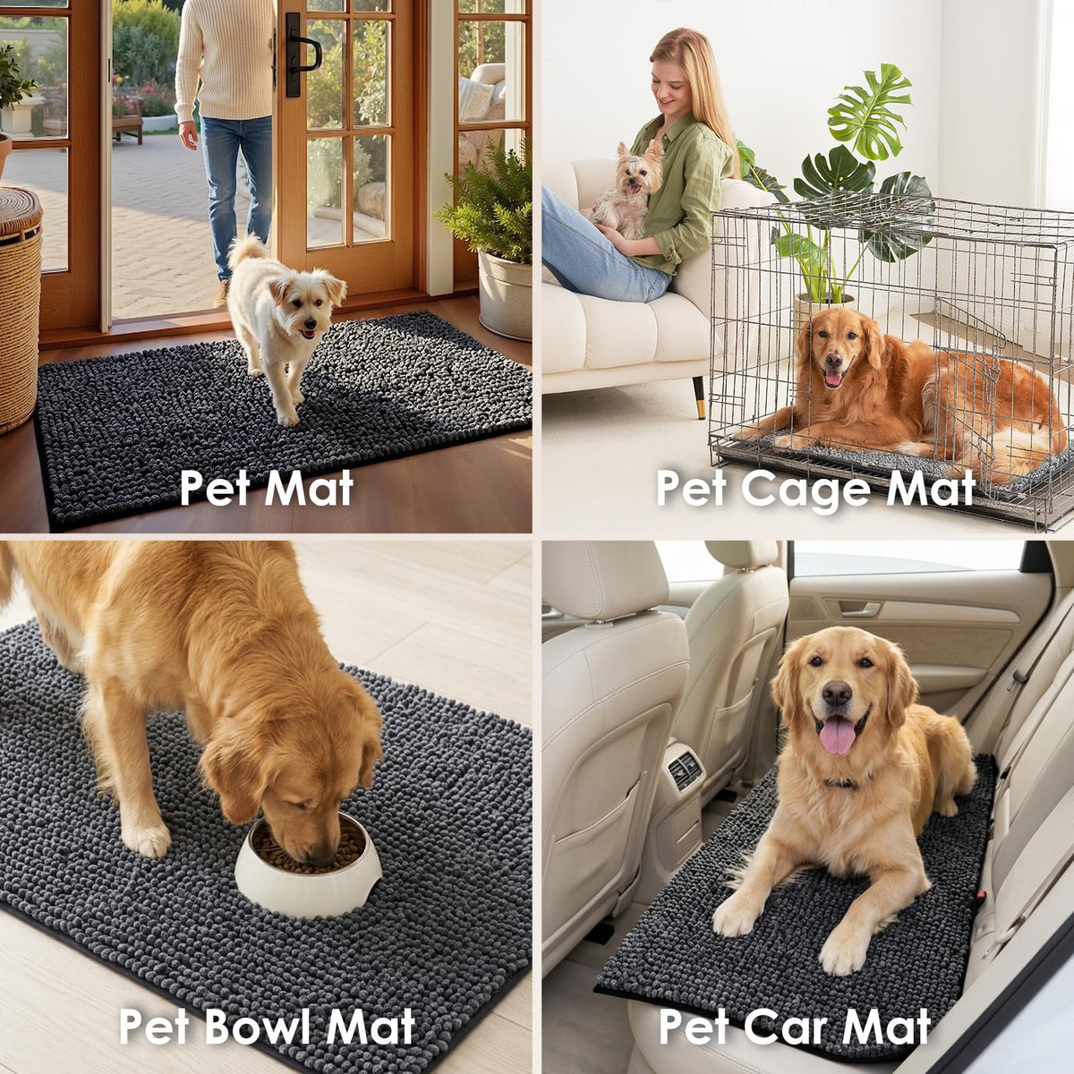 EHEYCIGA Pet Bed Mat in 24x16inch, Dark Grey