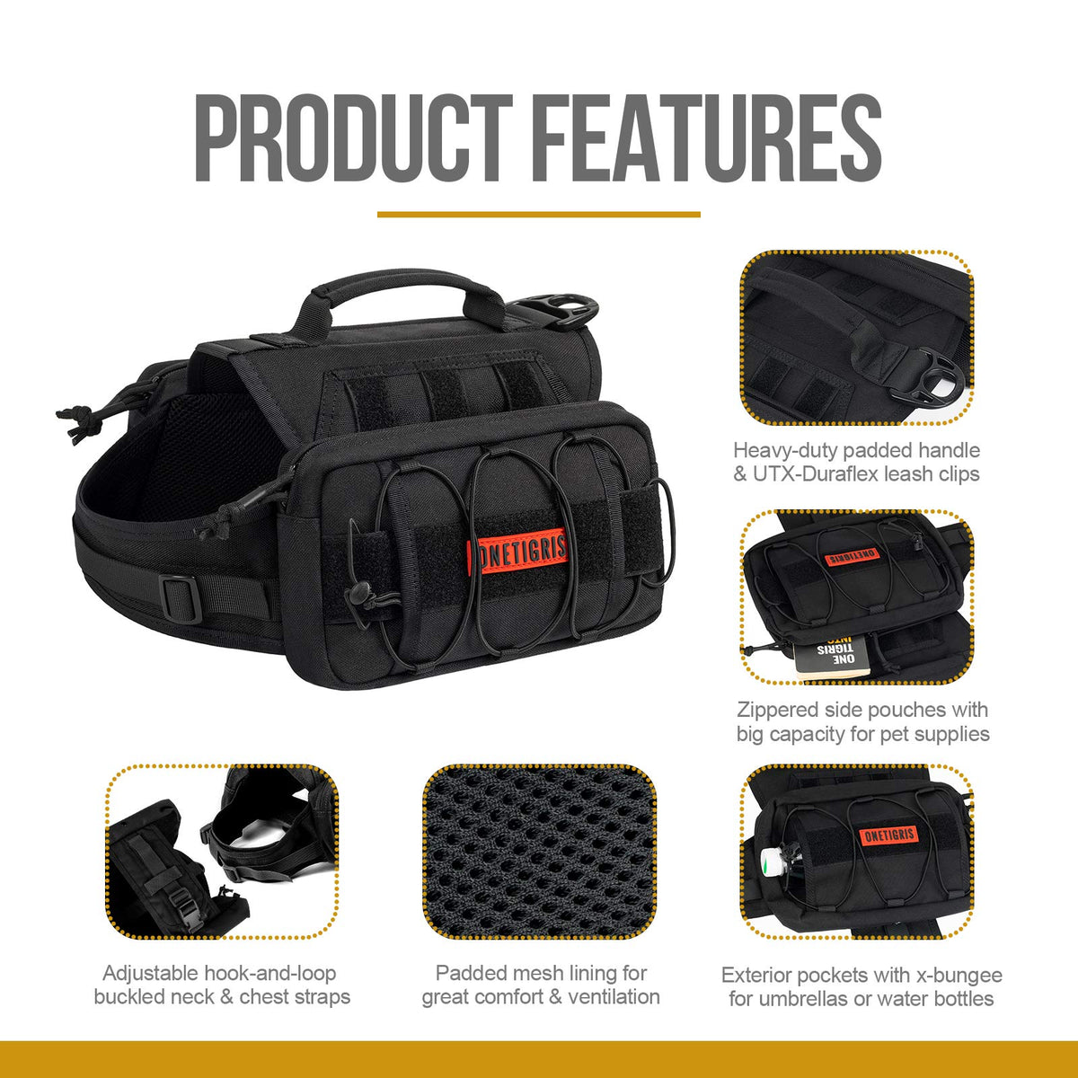 ONETIGRIS Pet Supplies in Small, Black