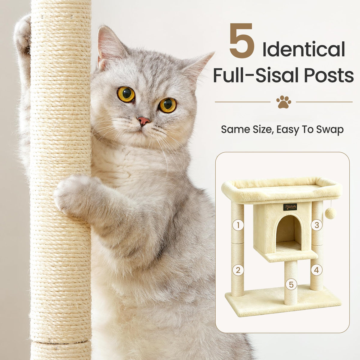 Feliskyn Pet Activity Structure in 28 Inches, Beige