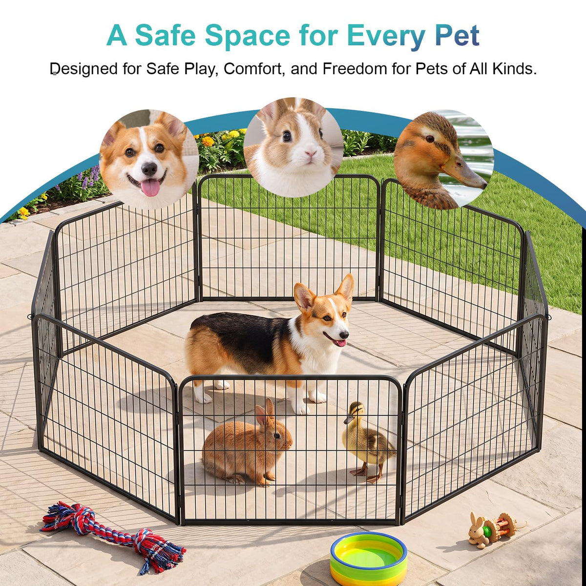 FDW Pet Playpen in 24 Inch, Black
