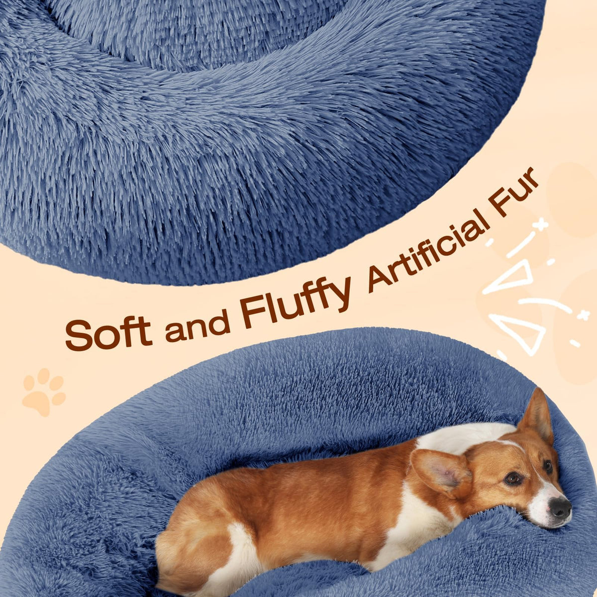 JOLLYVOGUE Pet Bed Mat in 36", Medium Blue