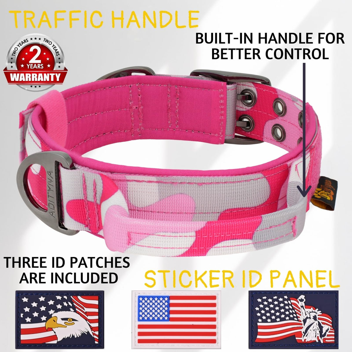 ADITYNA Animal Collar in Extra-Large: Fit 24-30" Neck, Camo Pink