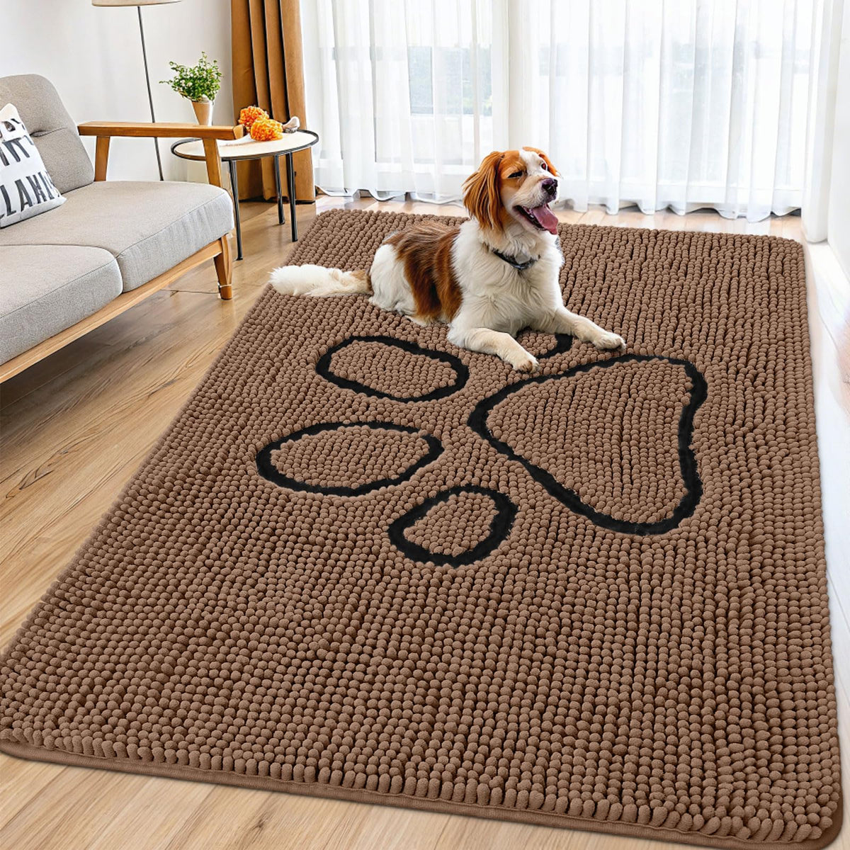 Smiry Rug in 71"X46", Coffee and Black