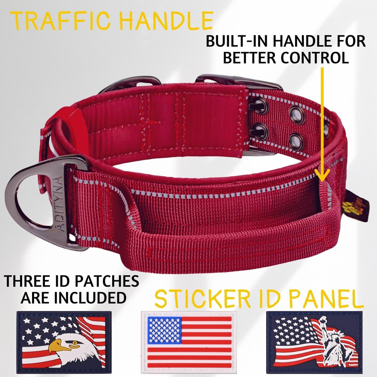 ADITYNA Animal Collar in Large: Fit 18-23" Neck, Burgundy