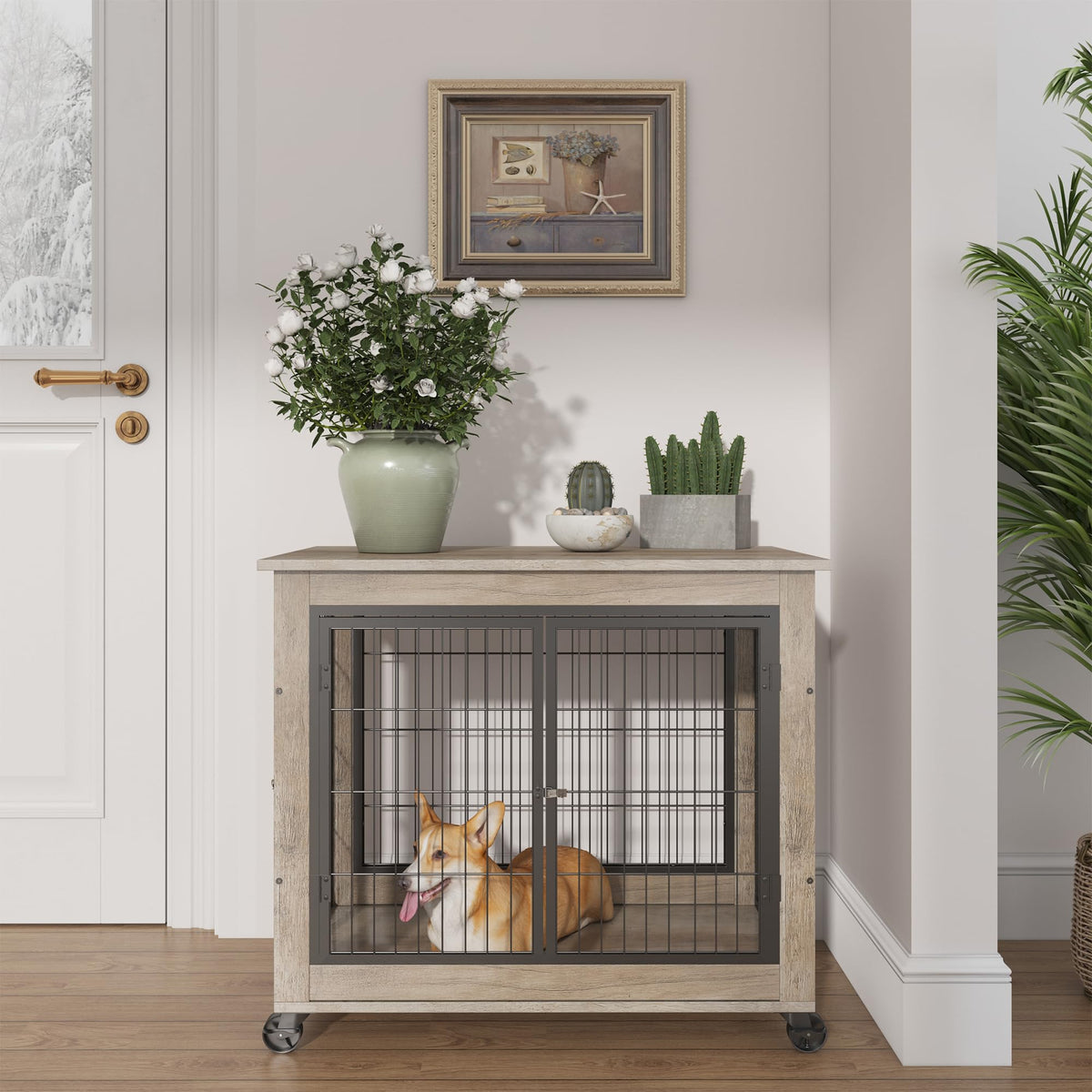 NicBex Animal Cage in 31.5"L x 21.0"W x 24.8"H, Grey