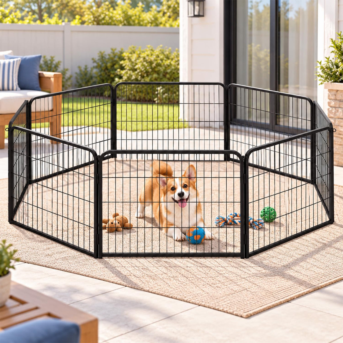 FDW Pet Playpen in 24 Inch, Black