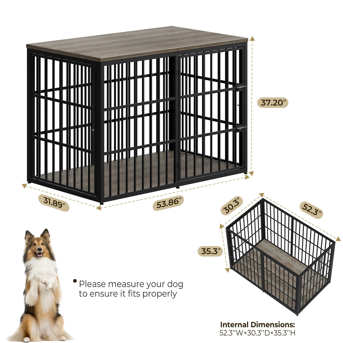 Lyromix Animal Cage in 53.9"L x 31.9"W x 37.2"H, Ancient gray
