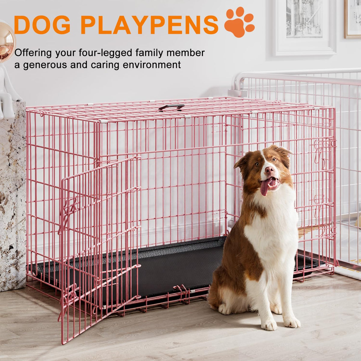 FDW Animal Cage in 48.0"L x 29.0"W x 31.0"H, Pink