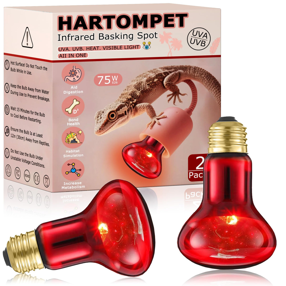 HARTOMPET Light Bulb in 75W - 2.5", Red