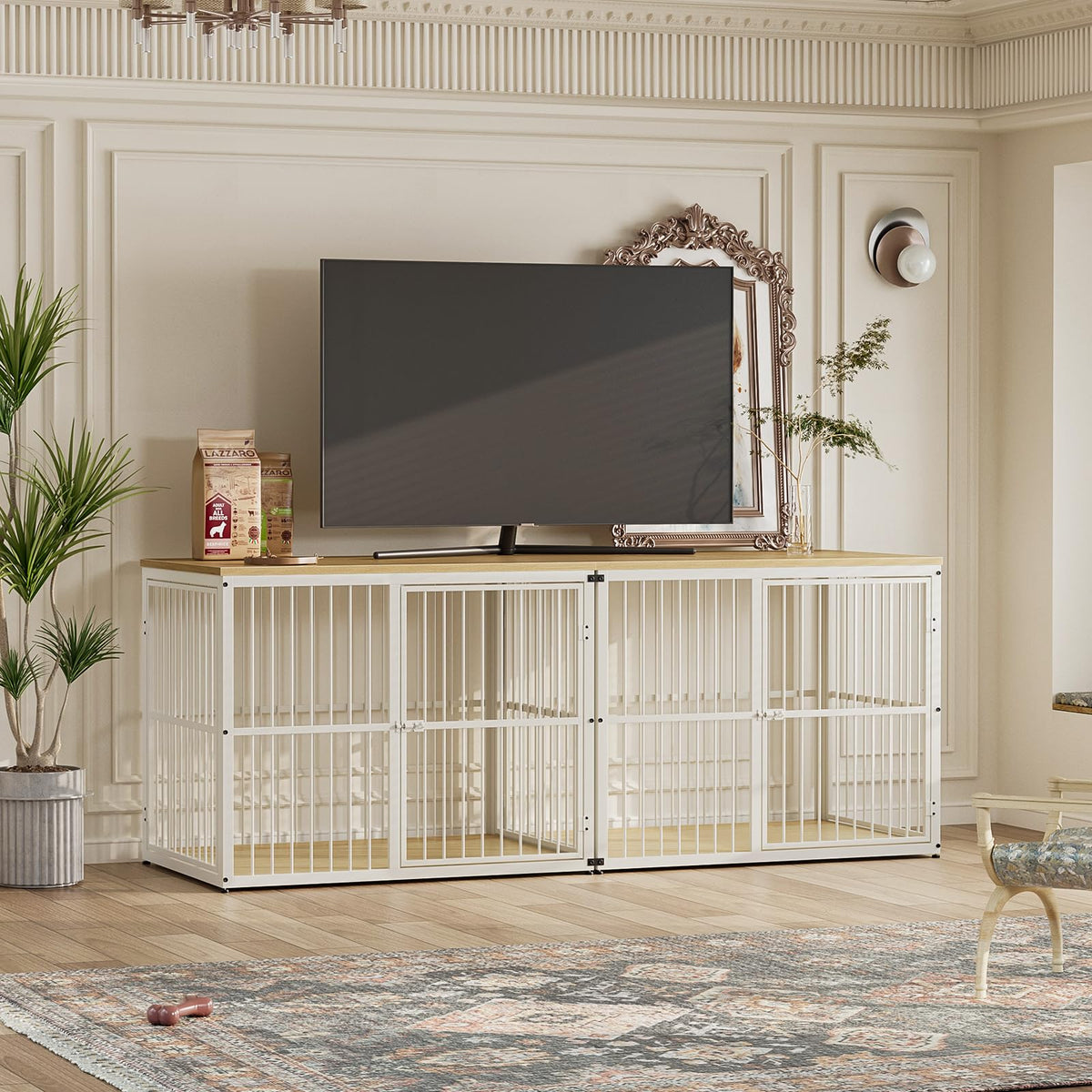Lyromix Animal Cage in 43.3"L x 29.9"W x 33.1"H, Natural Beech